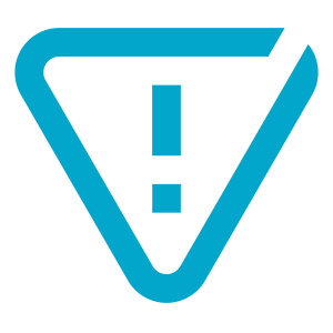 exclamation inverted triangle blue icon